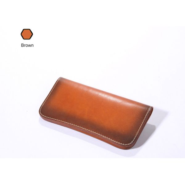 Buy Cool Wallets for Men Brown Long Wallet Genuine Vegetable Tanned Leather Wallet at wholesale prices