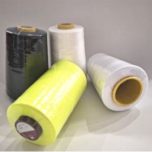 Bright White / Black Sewing Thread , Raw White Spun Polyester Sewing Thread