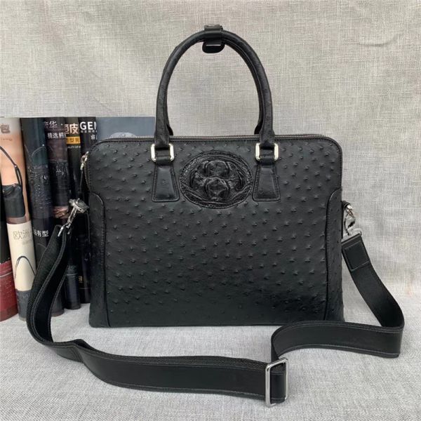 Authentic Exotic Ostrich Skin Businessmen Laptop Briefcase Genuine Real Alligator Leather Male Large Working Handbag