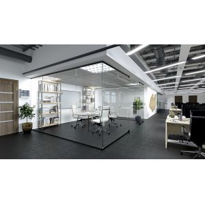 12mm Aluminium Frame Movable Glass Office Partitions Solid Interior