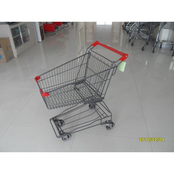 CE Certificated 45L Metal Shopping Trolley , Wire Shopping Carts With Wheels