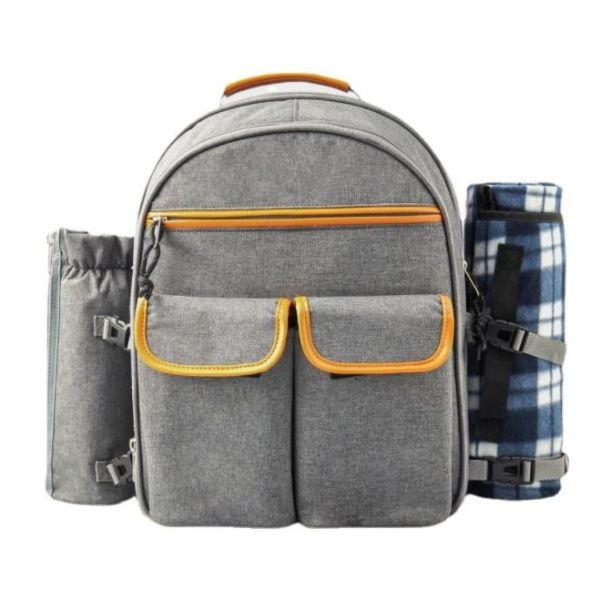 Picnic Backpack Bag for 4 Person with Cooler Compartment Wine Bag Picnic Blanket(45"x53"),Best for Family