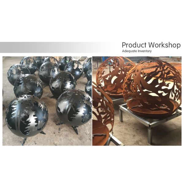 Phoenix Pattern Steel Fire Pit Outdoor Patio Corten Sphere Firepit For Garden Warming