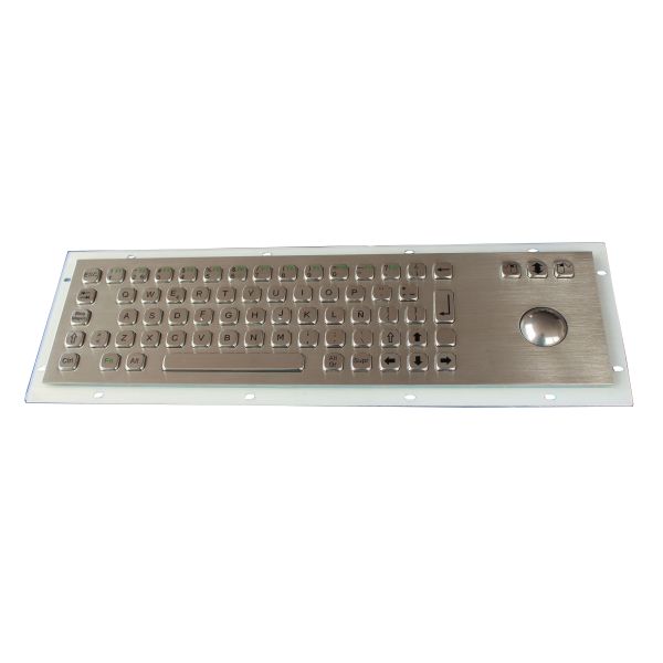 Vandal Proof SS Industrial Keyboard With Trackball , flat key keyboard with 69