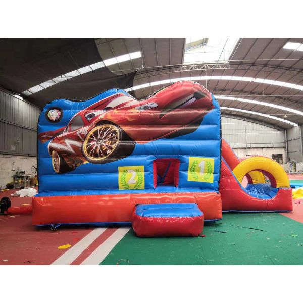 Red Racing Cars Kids Inflatable Bounce House With Slide / Jumping Blow Up Castle