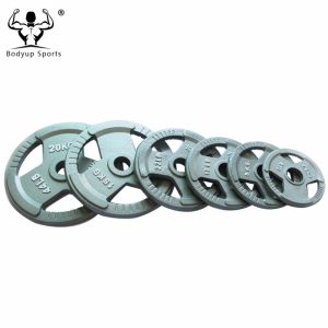 Quality Cast Iron Black / Grey Hammerton 3 grip Barbell Weight Plates for sale