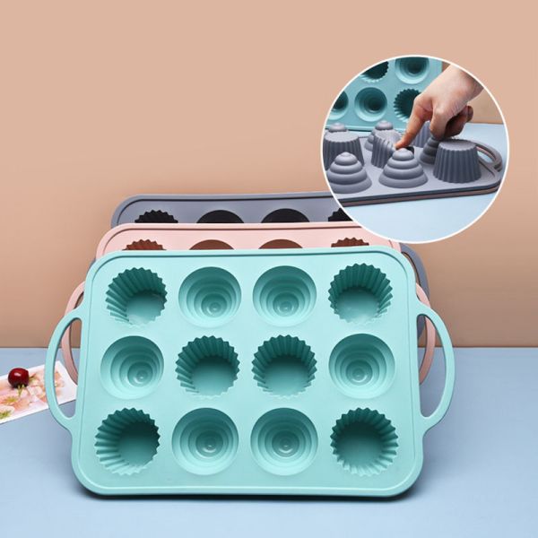 Buy Non Sticky 12 Cavity Silicone Mini Cupcake Molds at wholesale prices