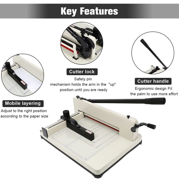 Manual 16 inch Paper Trimmer Heavy Duty Layer Cutter for 400 Sheets and Thick Layers