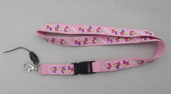 China lanyard supplier for flat polyester neck straps with badge clip, screen printed logo