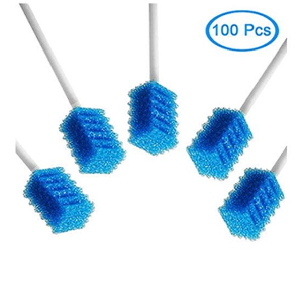 Disposable Oral Swab for Mouth Cleaning Sponge Swabs-Blue 100 Counts