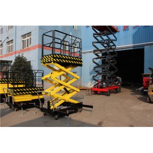 Yellow Mobile Scissor Lift Table Battery Operated Scissor Lift Lifting Max
