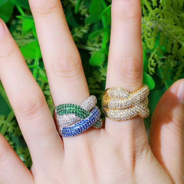 Colorful Rainbow CZ Gold Ring For Women Girls Fashion Engagement Wedding Ring Band Charm Party Ring Jewelry