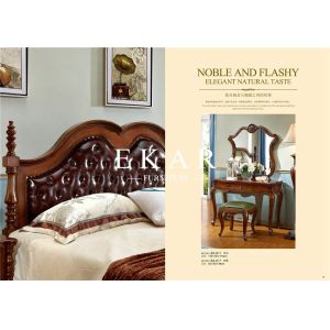 Luxury Leather Antique Solid Wood King Size Bed