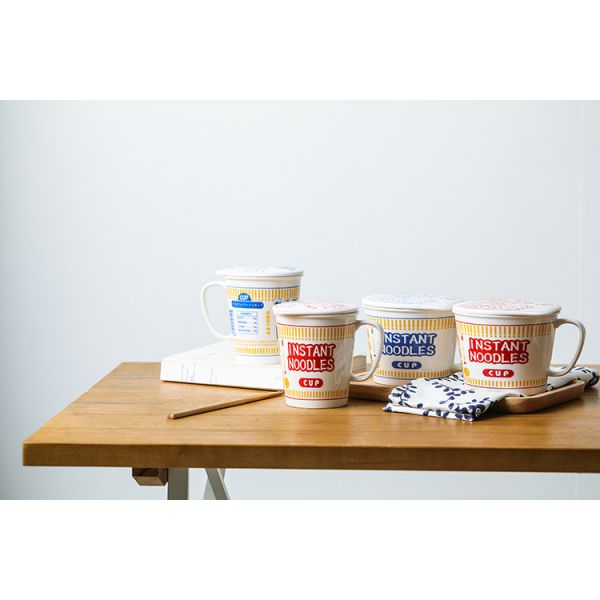 Sustainable Ceramic Instant Noodle Bowl , Porcelain Ceramic Ramen Bowl Set