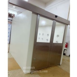 Double sliding door air shower for clean room