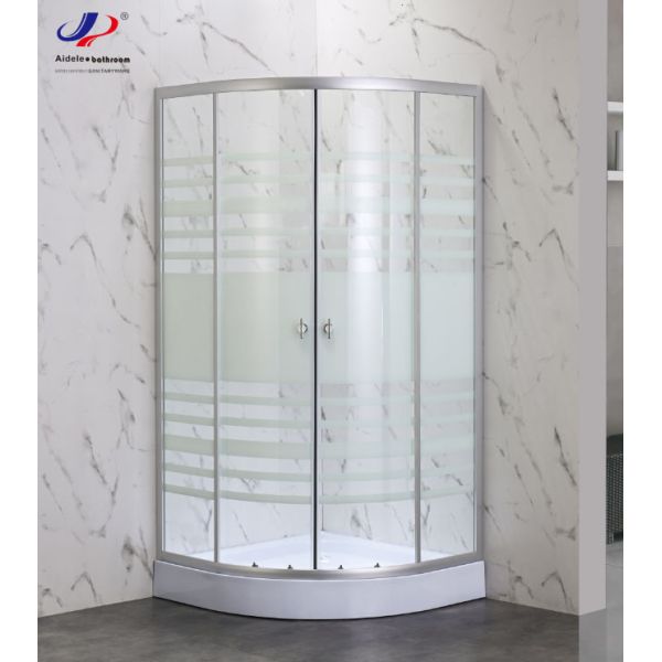 Quadrant Shower With Aluminium Frame And White Stripes Glass For Modern Bathroom Design