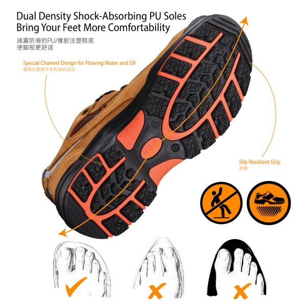 PU Sole Steel Toe Work Shoes In Genuine Cowhide Leather For Industrial Protection