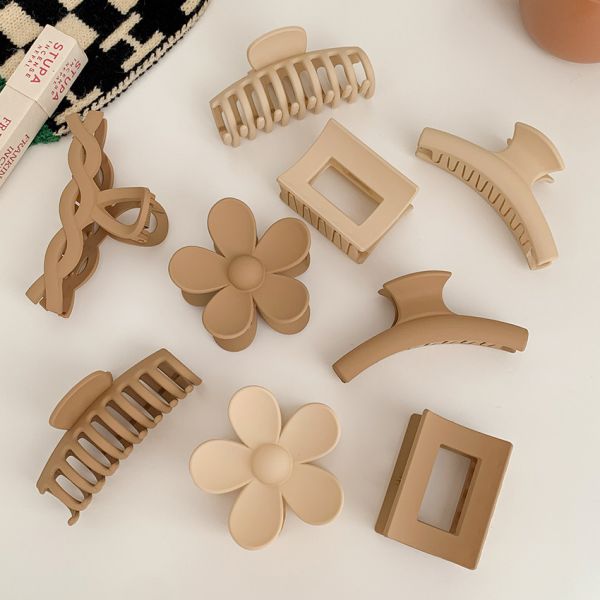Decor Flower Hair Claw Clips Matte Elegant Geometric Woman Girls Fashion Solid