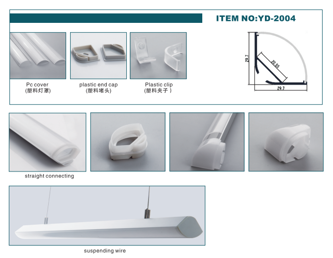 29.7*29.7mm Round LED Extrusion / Corner LED Strip Profile For Skyline Cabinet