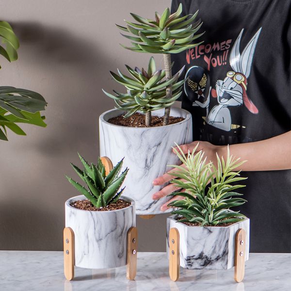 Buy Cactus Planters Mini Pots Clay Flower Pots Cement Pot Planter Set Succulents Planters Marble Pots at wholesale prices