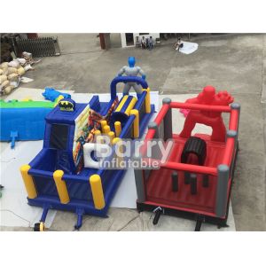 Custom Made Inflatable Obstacle Course With Batman Slide With PVC Tarp Materials
