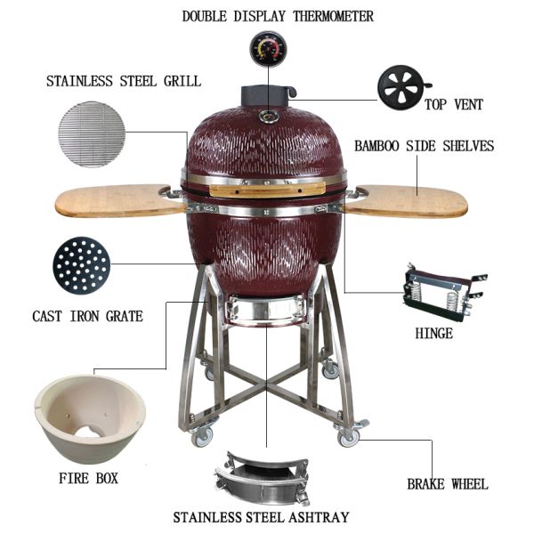 21 Inches KIMSTONE Outdoor Lifestyle Tandoori Kamado Ceramic Charcoal Grill