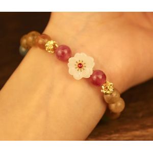 14cm - 16cm Colorful Tourmaline Bracelet Jade Flower Bracelet