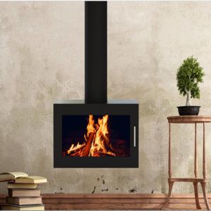 Quality Modern Warm Hanging Carbon Steel Ceiling Suspended Wood Fireplace for sale