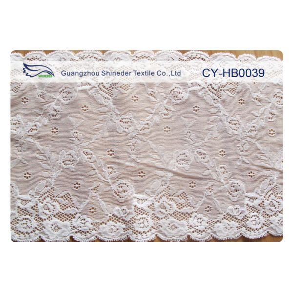 Buy Elastic Nylon Lace Fabric Trim , 20cm Width for Wedding Dress CY-HB0039 at wholesale prices