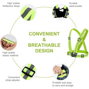 Adjustable 1.5cm Reflective Hi Vis Running Gear 42*52cm