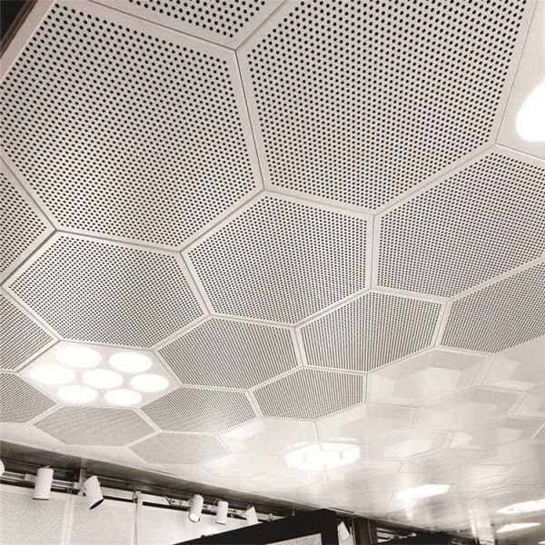 Buy Perforated Hexagon Acoustic Ceiling Tiles Aluminum Pre Painted at wholesale prices