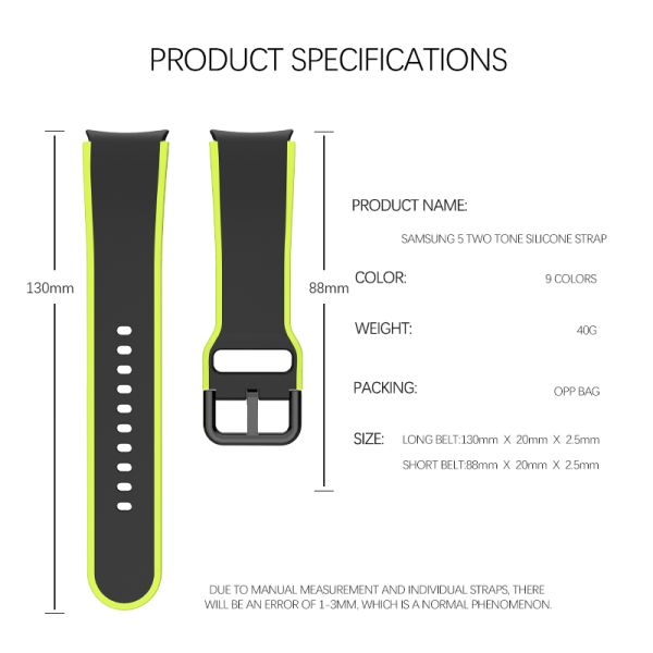 Samsung Galaxy Watch 5 40mm 44mm Silicone Strap with Double Face Design Band Width 20mm