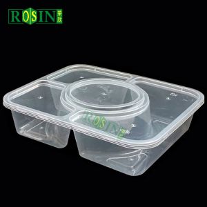 Customized Disposable Meal Box 5 Compartments With Round Soup Bowl
