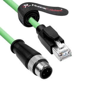 Alvin's M12 D-Code 4-Pin to RJ45 Cable - 2m High-Flex Green