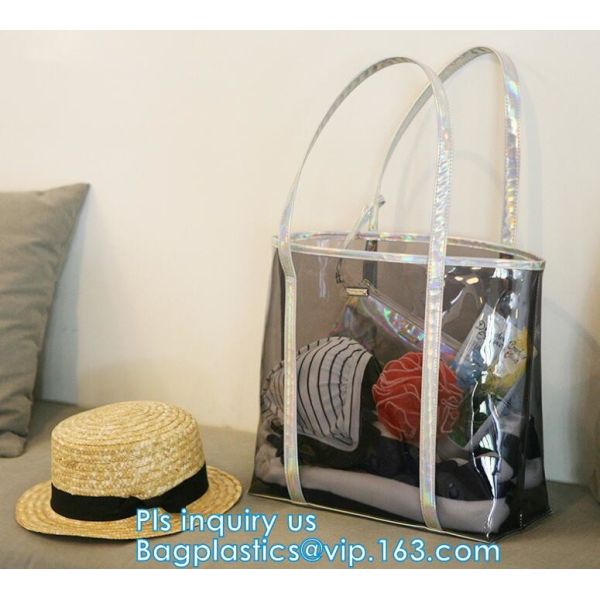 promotional PVC handle bag, Pocket Beach Shoulder Bags, Simple designed plastic