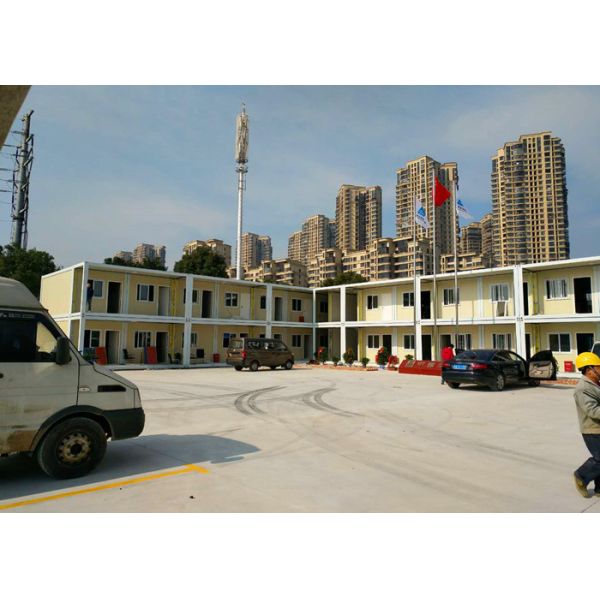 Buy Yellow And White Flat Pack Container Homes Flexible Assembly With Stairs And Platforms at wholesale prices