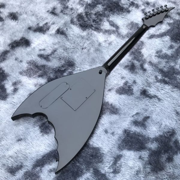 Custom black Bat 6-strings tremolo bridge electric guitar mahogany body black hardware