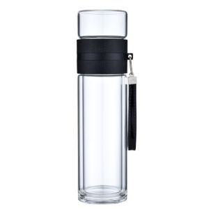 280ml Leak Proof Borosilicate Glass Tea Bottles Drinking With Lids
