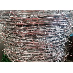 China 12 Ga 4 Point Stretching Security Barbed Wire / Galvanized Steel Bulk Barbed Wire on sale