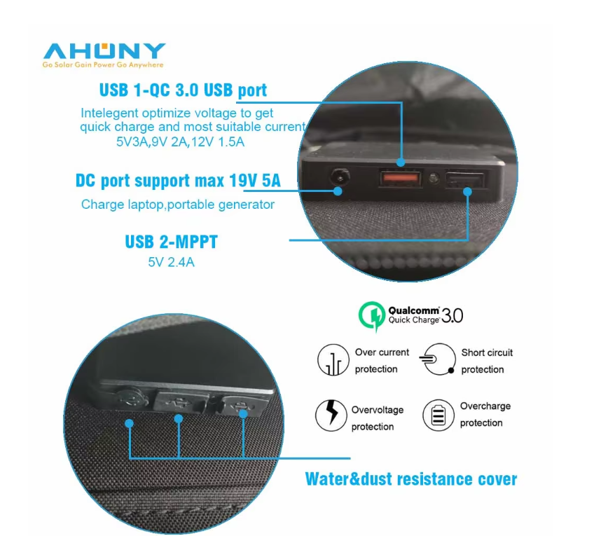 Sunpower Foldable Solar Panel 60W 100W Options Portable IBC Monocrystalline Cells Power Station Charger Kit