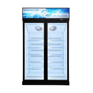 R134a Upright Glass Door Display Freezer Seafood Refrigerator 953L