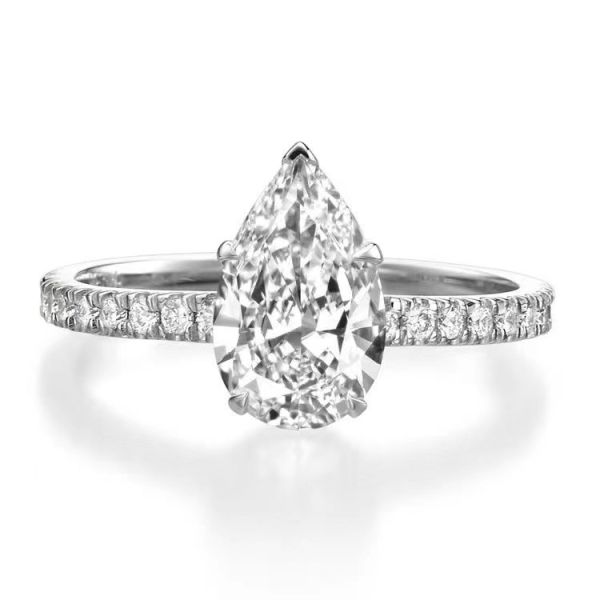 White Diamond Engagement Ring Lab Diamond Jewelry Custom Pear Cut Shape working days7-10days