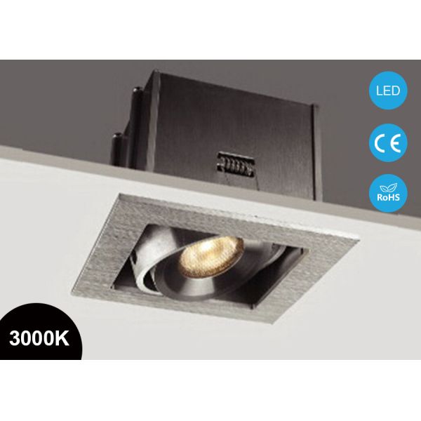 7W Square Adjustable COBLED Recessed Downlight , Led Ceiling Spotlights 3000K