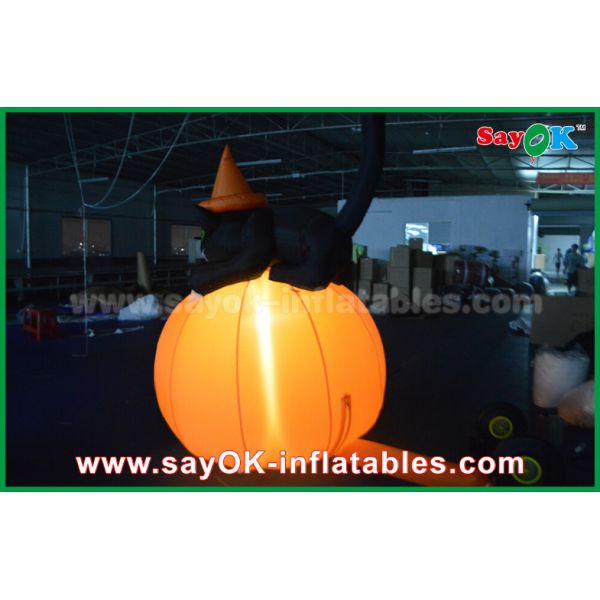 Durable Halloween Inflatable Holiday Decorations Pumpkin Cat With Led Lighting
