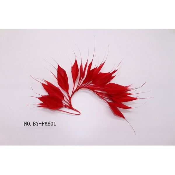 Dyed Millinery Supplies Stripped Goose Feather Flower Mount with Wire Accessory