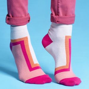 Cotton custom logo, design ladies Pink Ankle Socks