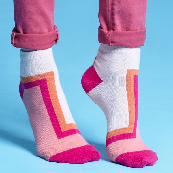 Buy Cotton custom logo, design ladies Pink Ankle Socks at wholesale prices