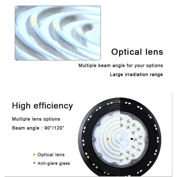 240w 170lm/W UFO Linear LED High Bay Light Hook Suspended Industrial Indoor Sports Color Temperature
