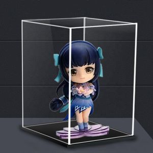 Acrylic Countertop Display Case With Lock Black Base Countertop Box Cube Riser