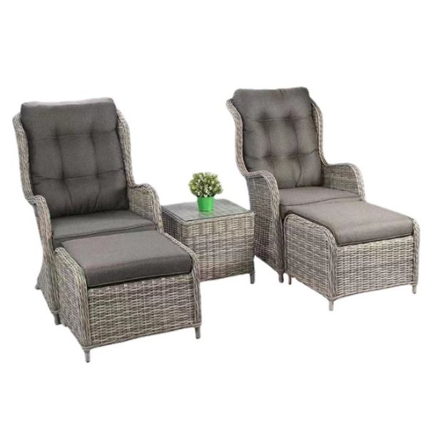 2 Seater Rattan Balcony Sofa 2 Chairs 2 Footrest 1 Table Pe Wicker Bistro Set